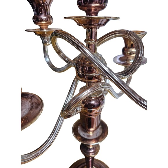 Vintage 5-Arm Candelabra Candle Holder Antique Shaving Stand Silver-Plated Metal - Picture 8 of 9